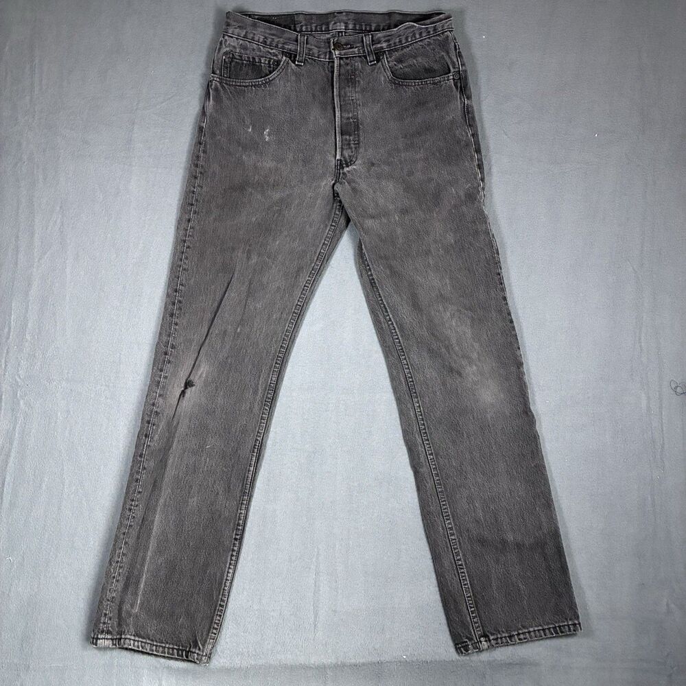 Vintage Black Levi’s 501 Jeans USA 32x30 Button Fly Straight Leg Made In USA